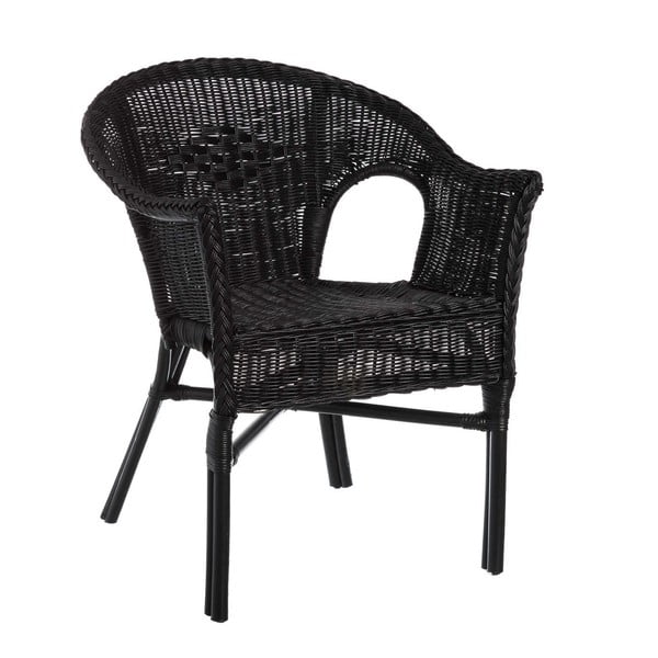 Čierna stolička z ratanu Tropicho