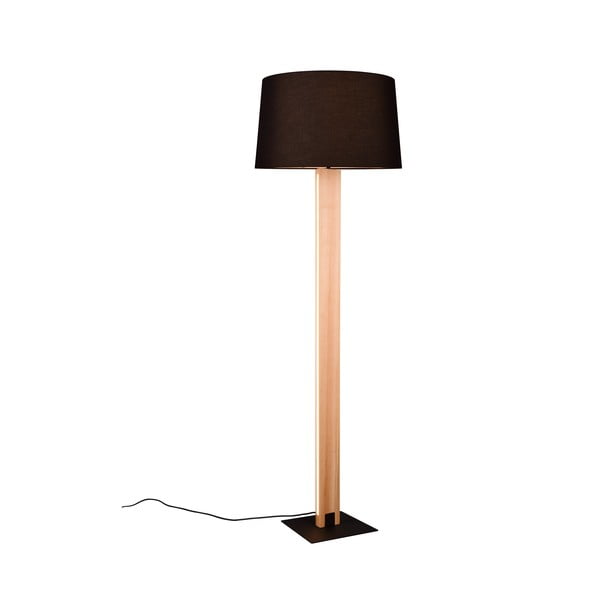 Stojacia lampa v čiernej a prírodnej farbe s textilným tienidlom (výška 150 cm) Rahul – Trio-image-4