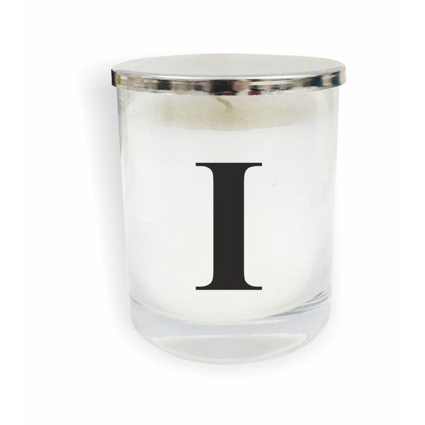Bielo-čierna sviečka North Carolina Scandinavian Home Decors Monogram Glass Candle I