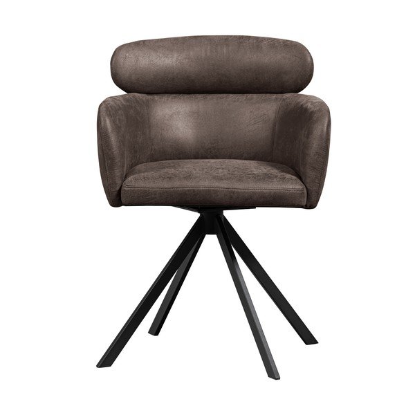 Tmavohnedé čalúnené jedálenské kreslo s podrúčkami Fenne – WOOOD-image-2