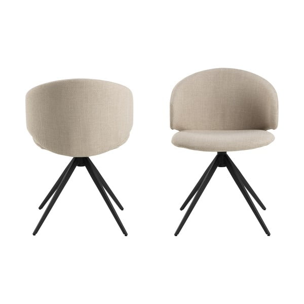 Béžové čalúnené jedálenské kreslo s podrúčkami Ella – Actona-image-3