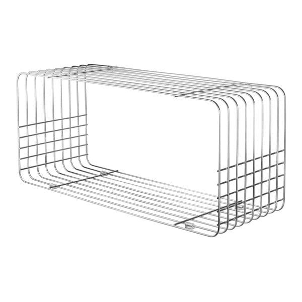 Kovová nástenná knižnica v lesklej striebornej farbe 70x30 cm Wire – Mette Ditmer Denmark