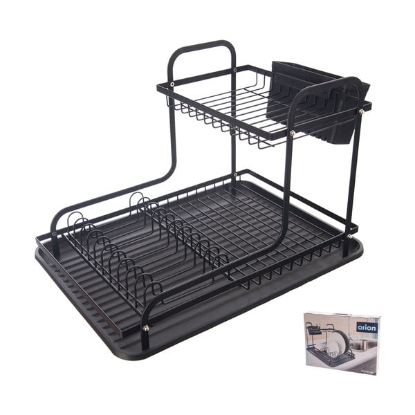 Čierny kovový dvojposchodový odkvapkávač 42,5x32 cm Radka – Orion-image-3