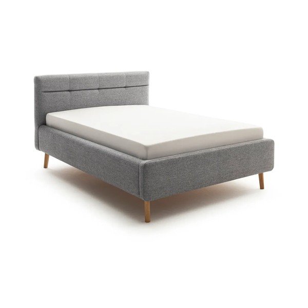 Sivá čalúnená dvojlôžková posteľ s úložným priestorom s roštom 140x200 cm Lotte – Meise Möbel