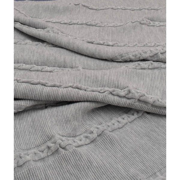 Sivý pléd 200x220 cm Trenza – Oyo Concept-image-1