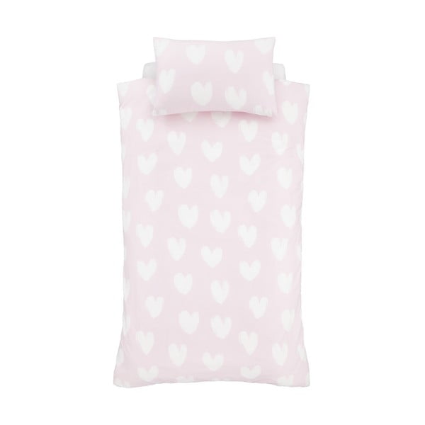 Ružové flanelové detské obliečky na dvojlôžko 200x200 cm Hearts – Catherine Lansfield