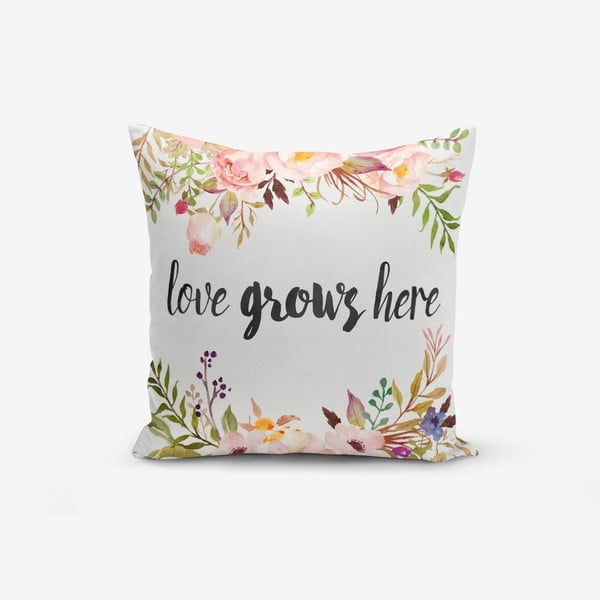 Obliečka na vankúš s prímesou bavlny Minimalist Cushion Covers Love Grows Here, 45 × 45 cm