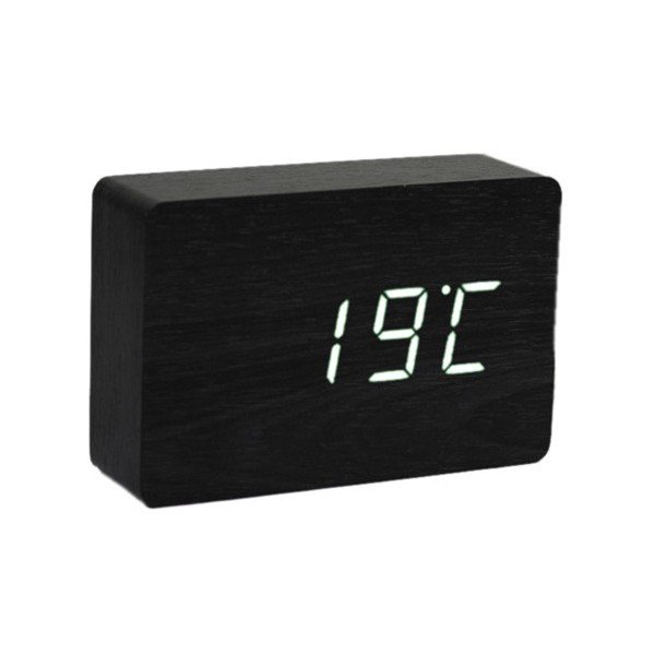 Čierny budík s bielym LED displejom Gingko Brick Click Clock-image-4