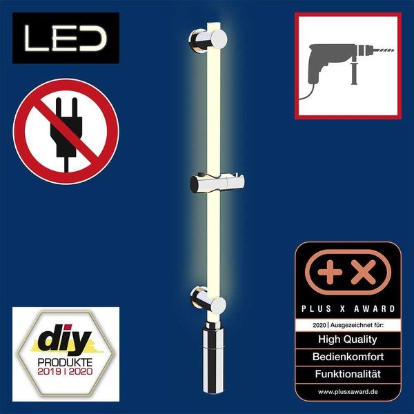 Nástenná sprchová tyč v striebornej farbe 74 cm LED – Wenko-image-1