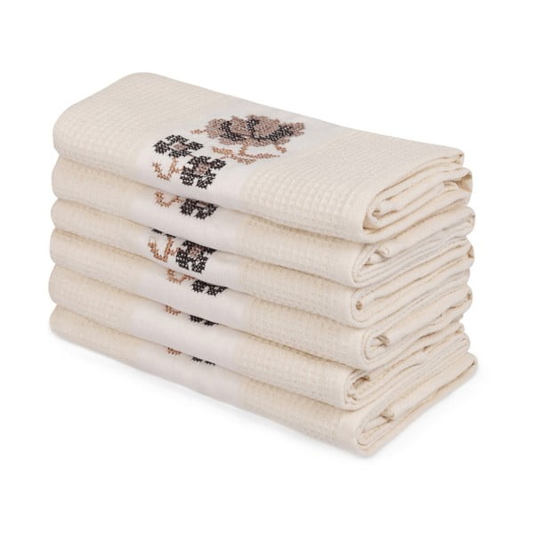 Sada 6 béžových bavlnených uterákov Simplicity, 45 × 70 cm