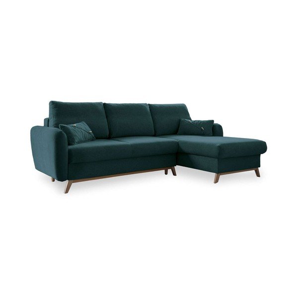 Tyrkysovomodrá rozkladacia rohová pohovka Miuform Scandic Lagom, pravý roh