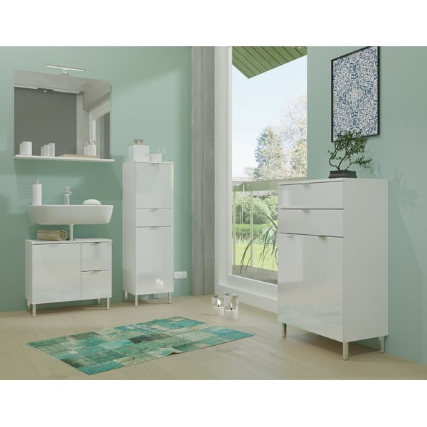 Nástenné zrkadlo s osvetlením/s poličkou 76x75 cm – Germania-image-4