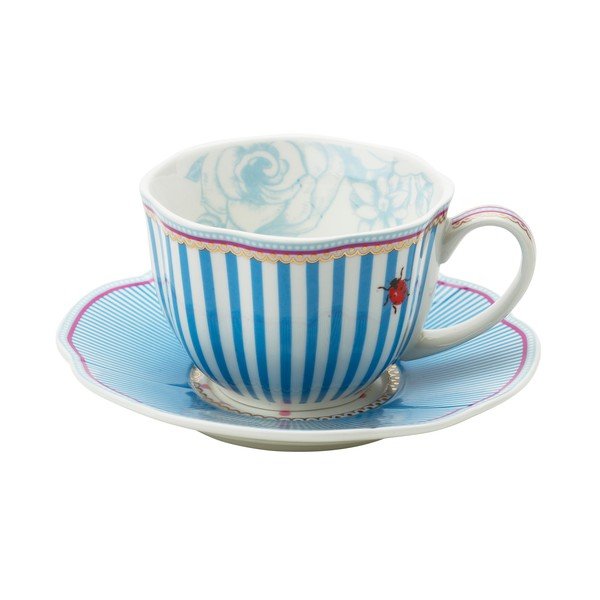 Porcelánová šálka s tanierikom Stripie od Lisbeth Dahl, 2 ks-image-1