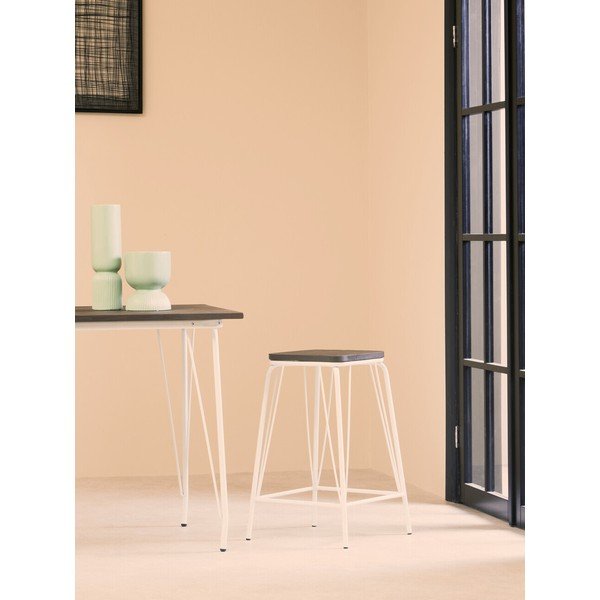 Biela/v tmavo prírodnej farbe stolička z brestového dreva District – Premier Housewares-image-3