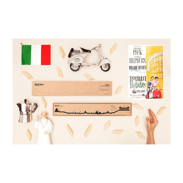 Čierna nástenná dekorácia so siluetou mesta The Line Rome-image-2