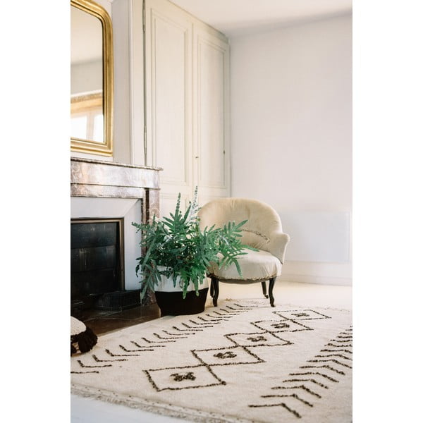 Krémový prateľný ručne tkaný bavlnený koberec 170x240 cm Bereber Rhombs – Lorena Canals-image-1