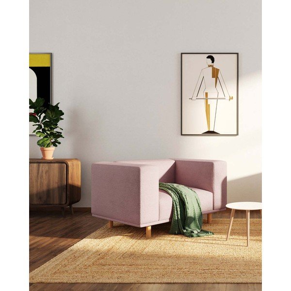 Ružové relaxačné kreslo z textílie bouclé Kukumo – Ame Yens-image-3