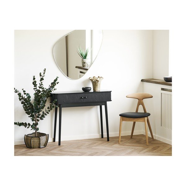 Čierna/v prírodnej farbe jedálenská stolička z dubového dreva Lanuza – House Nordic-image-3