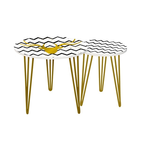Sada 2 odkladacích stolíkov Gold Deer, 35 cm + 49 cm