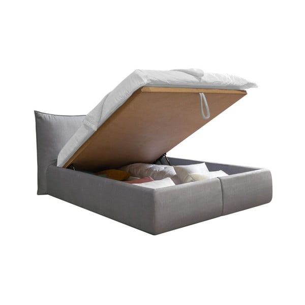 Svetlosivá čalúnená dvojlôžková posteľ s úložným priestorom s roštom 180x200 cm Jade – Bobochic Paris-image-3