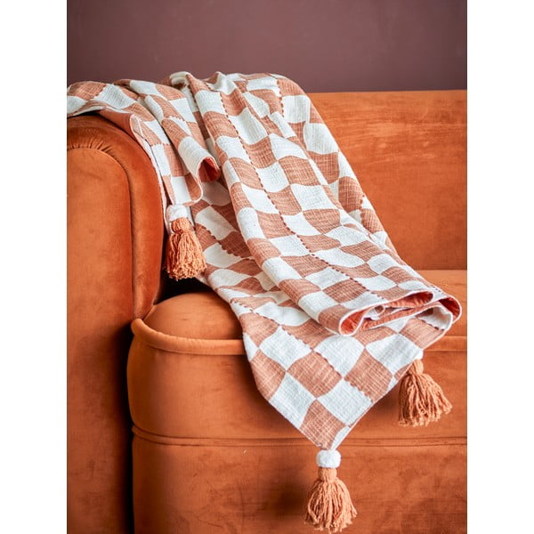 Hnedá/béžová bavlnená deka 130x150 cm Chola – Bloomingville-image-1