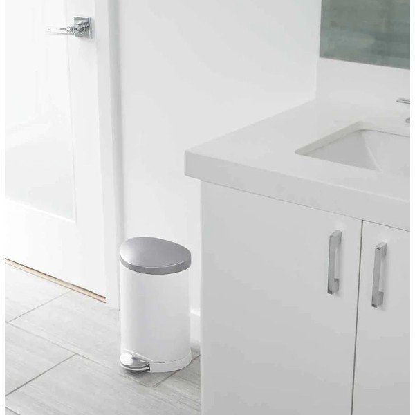 Biely nášľapný oceľový odpadkový kôš 6 l – simplehuman-image-1