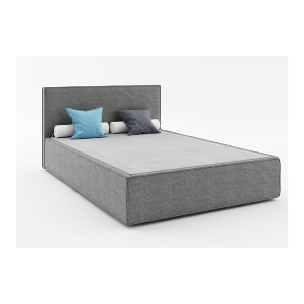 Tmavosivá dvojlôžková posteľ Absynth Mio Soft, 140 × 200 cm