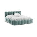 Čalúnená dvojlôžková posteľ s úložným priestorom s roštom 180x200 cm v mentolovej farbe Lupine – Micadoni 