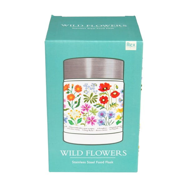 Krémová/v striebornej farbe termoska na jedlo/detská 450 ml Wild Flowers – Rex London-image-3