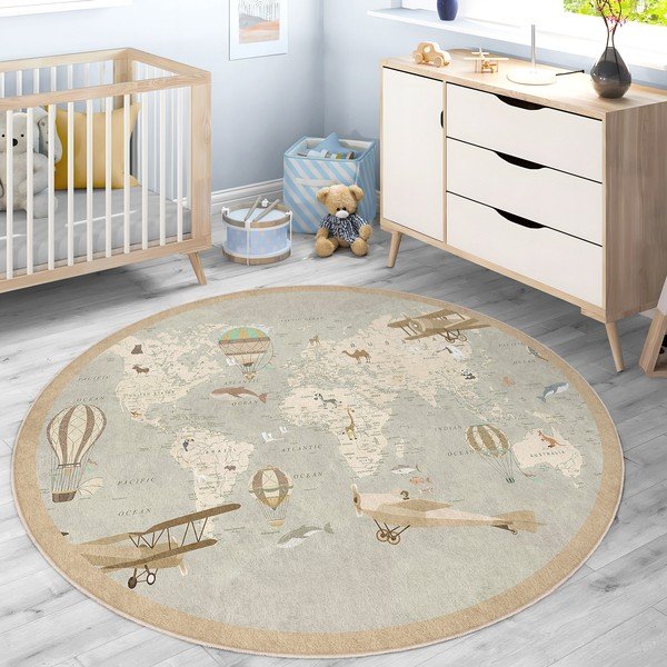 Prateľný detský hrací koberec ø150 cm Vintage World – Mila Home-image-3