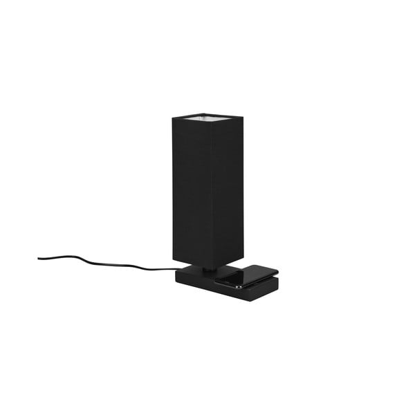 Matne čierna stolová lampa s bezdrôtovou nabíjačkou (výška 35 cm) Haley - Trio