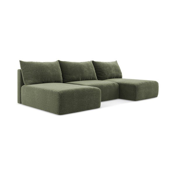 Zelená rozkladacia/s úložným priestorom rohová pohovka Kalena – Makamii-image-1