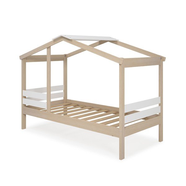 Biela/prírodná domčeková detská posteľ v dekore borovice 90x190 cm Angel - Marckeric-image-4