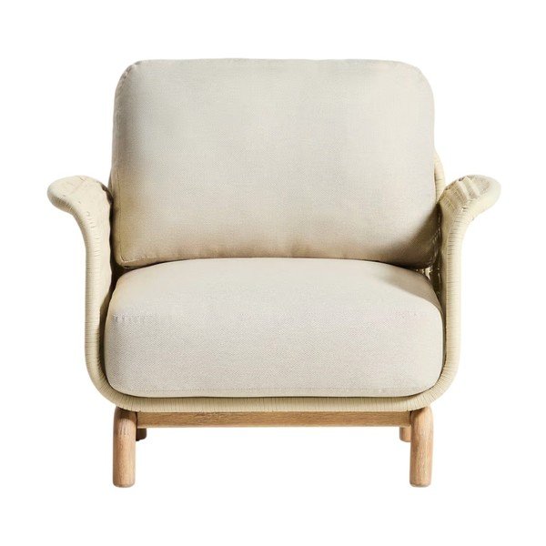 Béžové/krémovobiele polstrované záhradné kreslo Alipa – Kave Home-image-4