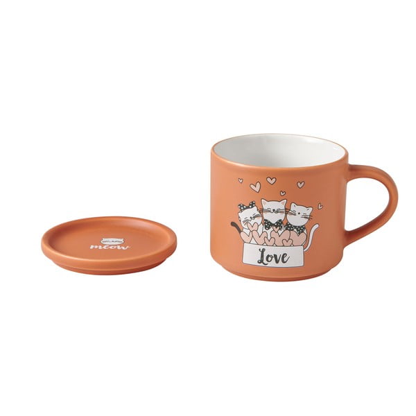 Oranžové/béžové porcelánové hrnčeky v súprave 2 ks 350 ml Cats – Brandani-image-2