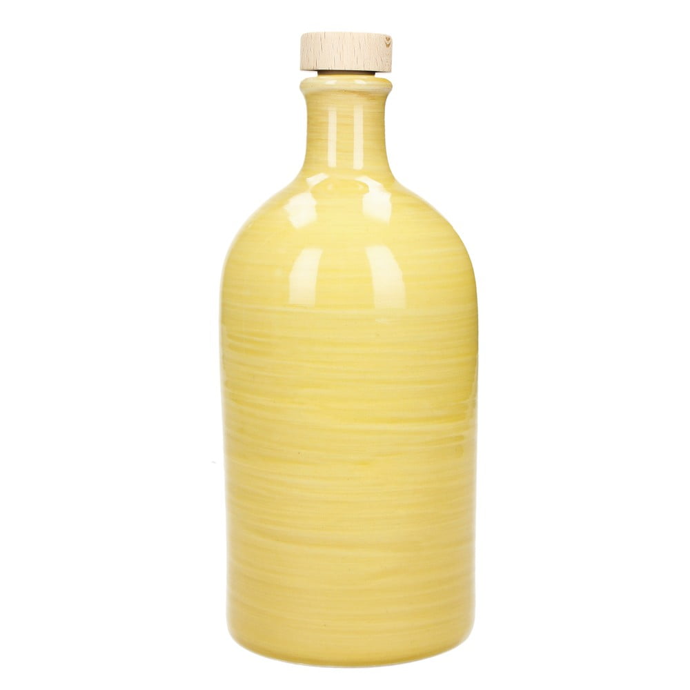 Žltá keramická fľaša na olej Brandani Maiolica, 500 ml