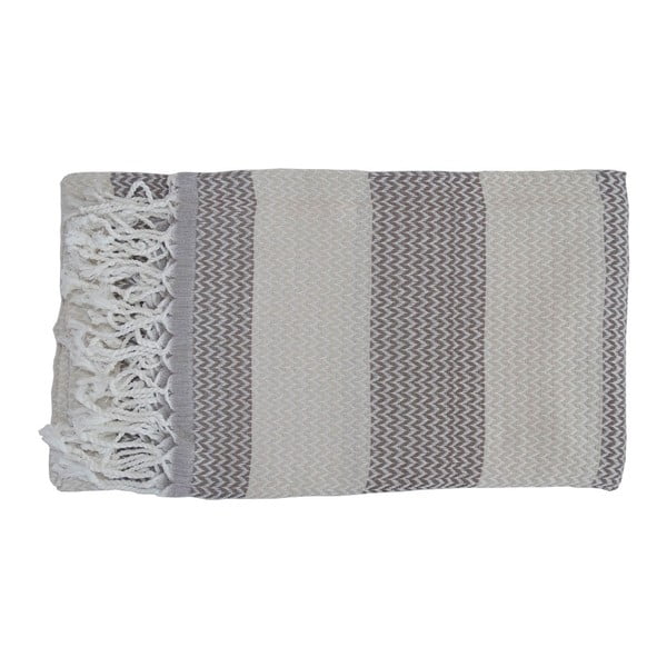 Sivá ručne tkaná osuška z prémiovej bavlny Alya, 100 × 180 cm