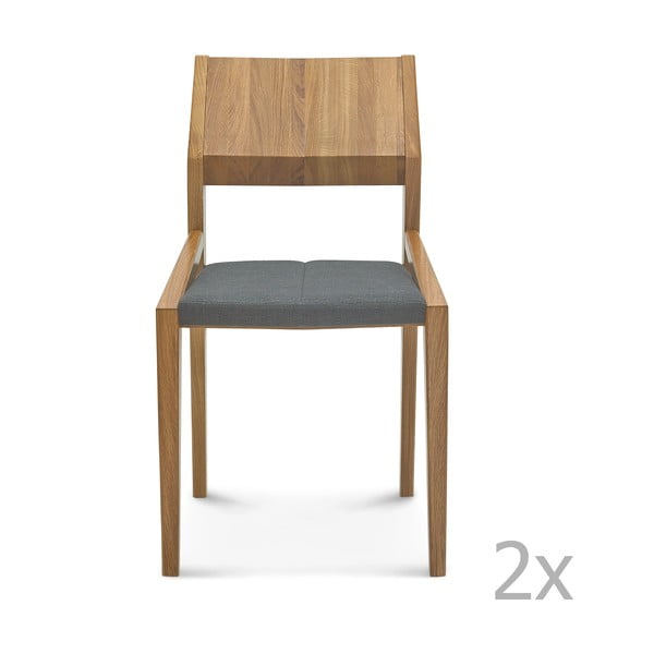 Sada 2 drevených stoličiek so sivým čalúnením Fameg Ingunn