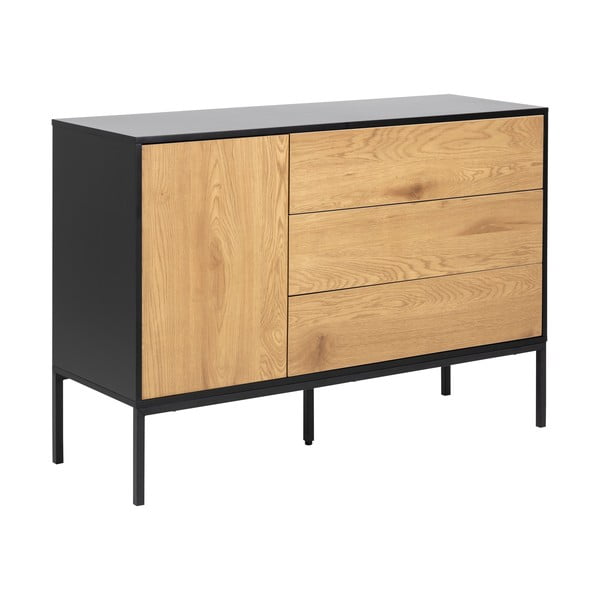 Nízka komoda v dekore duba v čierno-prírodnej farbe 120x82 cm Seaford – Actona-image-2