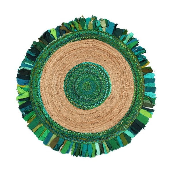 Okrúhly koberec z juty a bavlny Eco Rugs Verde, Ø 150 cm