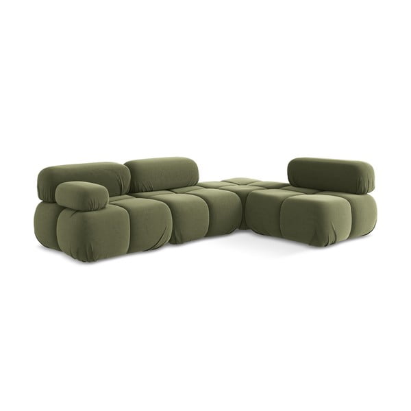 Svetlozelená zamatová modulárna rohová pohovka (pravý roh) Lokua – Makamii-image-3