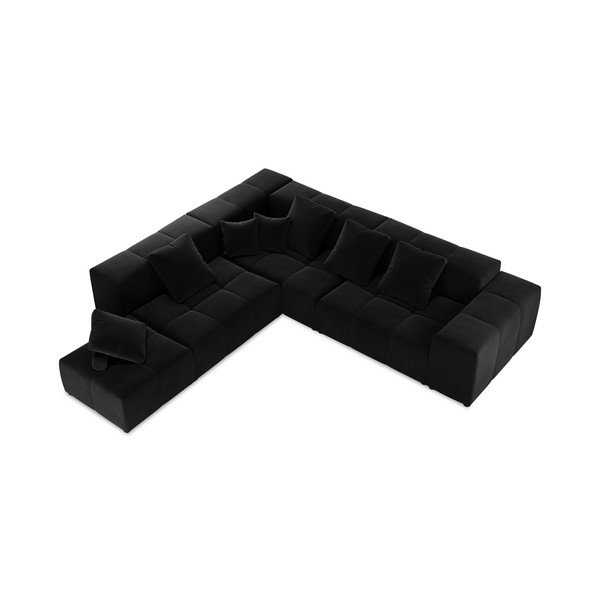 Čierna zamatová rohová pohovka (variabilná) Rome Velvet - Cosmopolitan Design-image-3