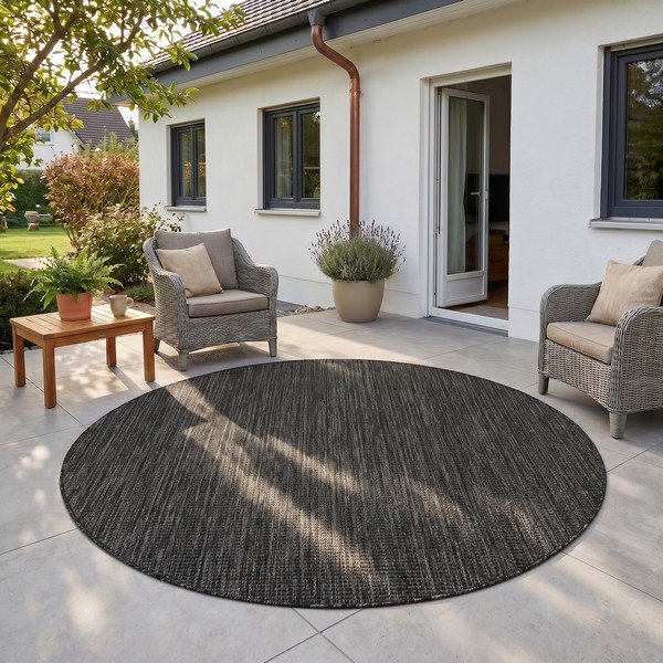 Čierny okrúhly vnútorný a vonkajší koberec ø 160 cm Mira 1450 – Ayyildiz Carpets-image-1
