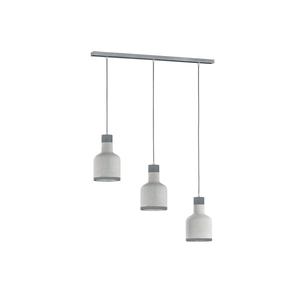 Sivé závesné svietidlo pre 3 žiarovky Trio Rodney, výška 1,5 m