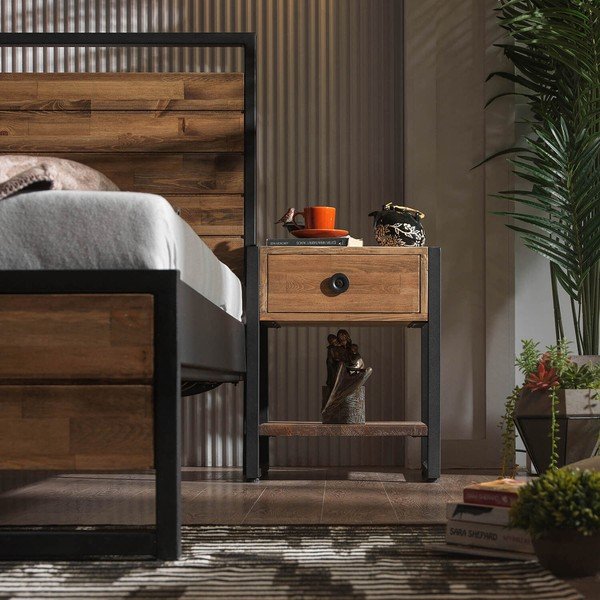 Dvojlôžková posteľ s roštom v čierno-prírodnej farbe 140x200 cm Ariane – Kalune Design-image-4