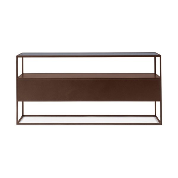 Tmavohnedý konzolový stolík so sklenenou doskou 30x140 cm Godric – Bizzotto
