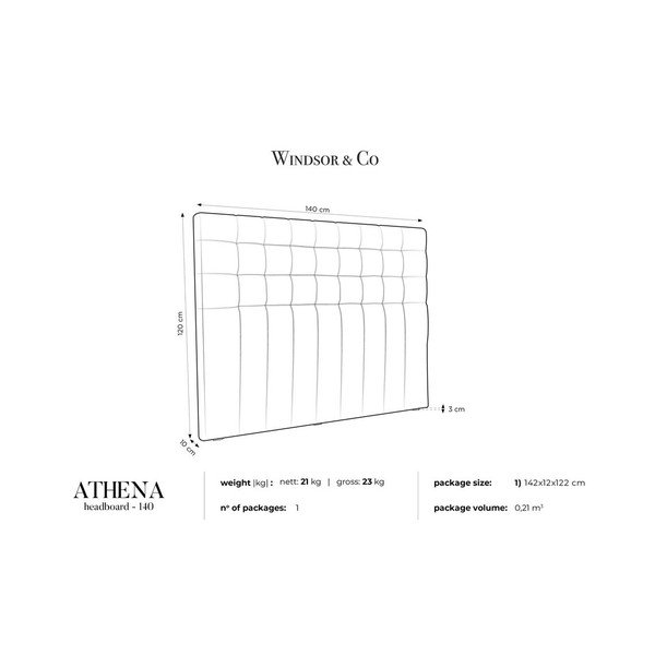 Sivé čelo postele so zamatovým poťahom Windsor & Co Sofas Athena, 140 × 120 cm-image-4