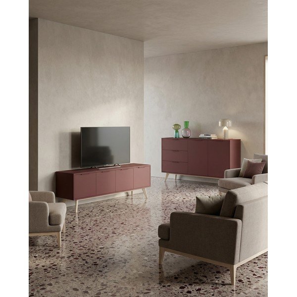 Matný TV stolík v terakotovej farbe 140x53x40 cm Campus – Marckeric-image-1