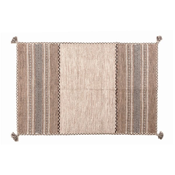 Béžovo-hnedý ručne tkaný koberec Navaei & Co Kilim Tribal 605, 170 x 110 cm