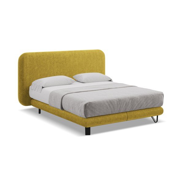 Boxspring posteľ v horčicovej farbe 160x200 cm Ilima – Makamii-image-1